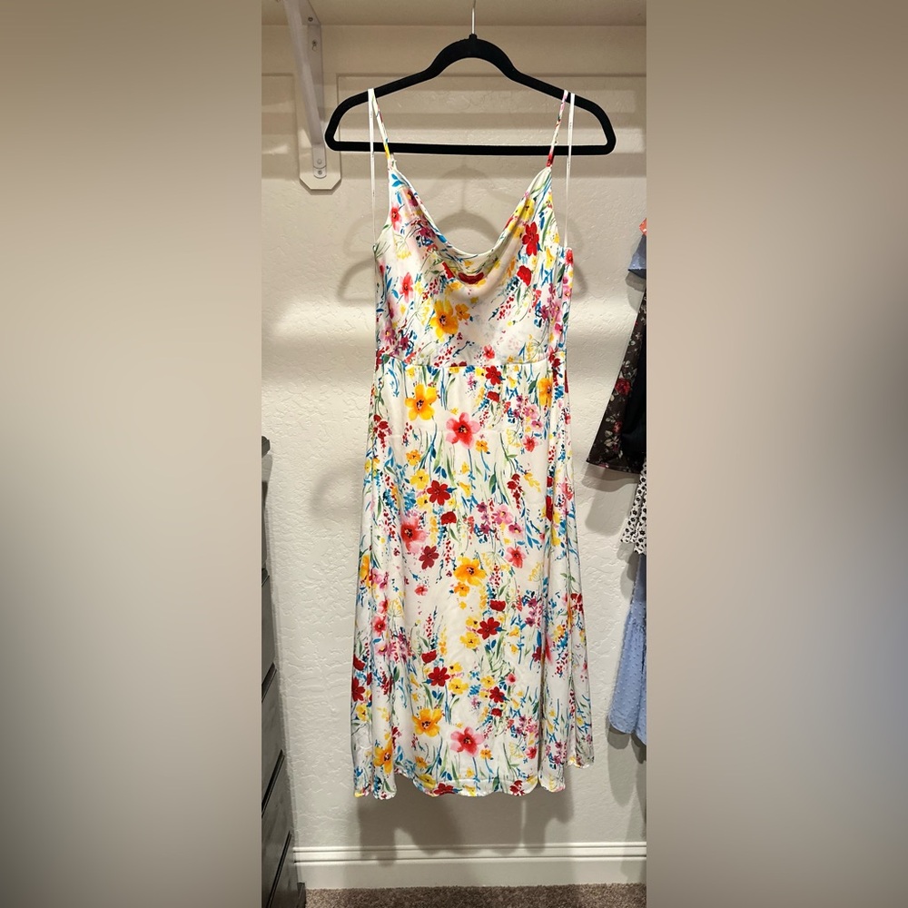 Lulu's Red and Yellow Cowl Neck Sundress Midi
